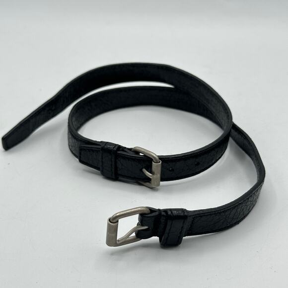 BALENCIAGA City Black Leather Buckle Double Wrap Bracelet $475 - Picture 4 of 9